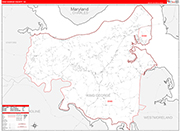 King George County Wall Map Red Line Style